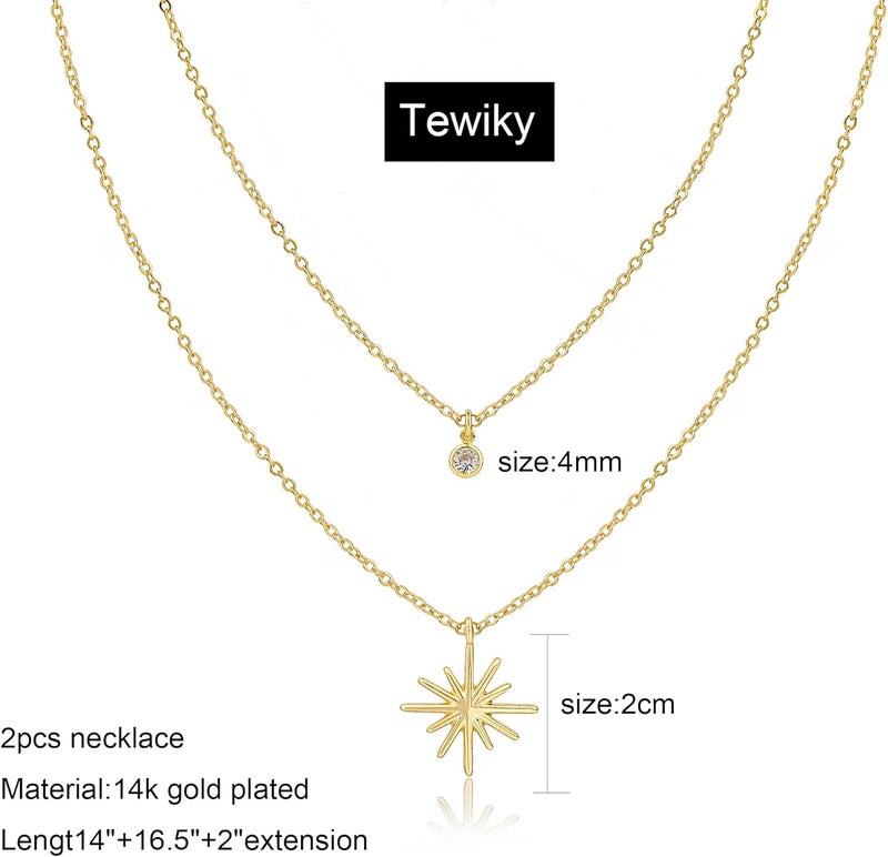 Tewiky Dainty 14k Gold Plated/Silver Cubic Zirconia Necklaces for Women, Simple CZ Jewelry Necklaces Trendy Gifts - Image 5